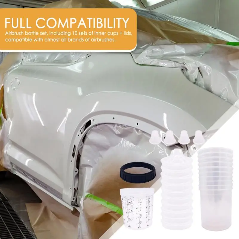 Paint Mixing Cups With Lids No-Wash Automotive Paint Spray Mixing Cups Efficient Painting Easy-to-Refill Transparent Cup Liners