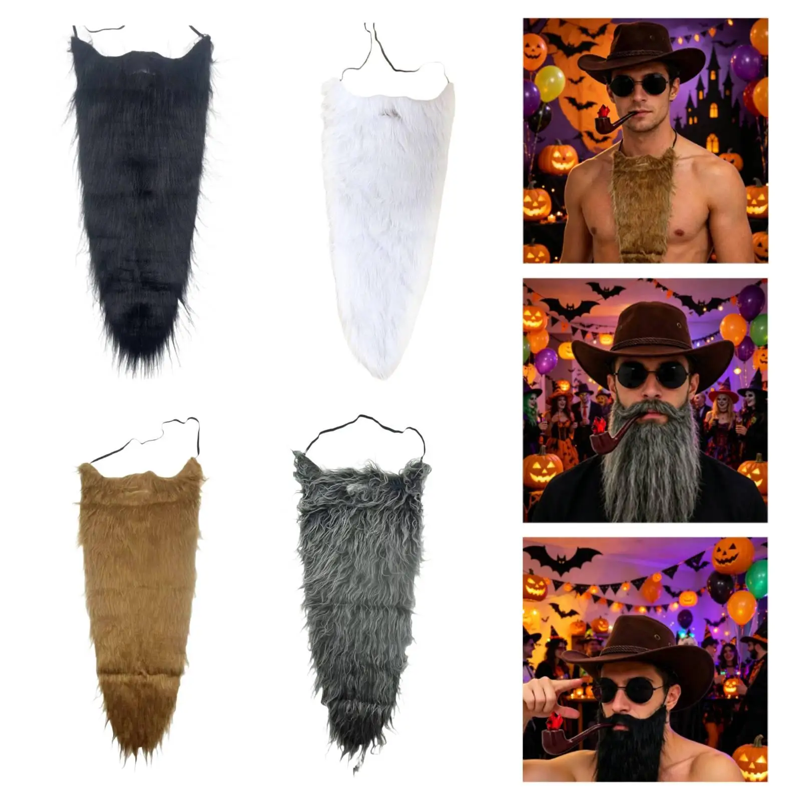 Accesorio de Disfraz de Barba Larga de Mago Enano, Bigotes para Halloween y Fiestas