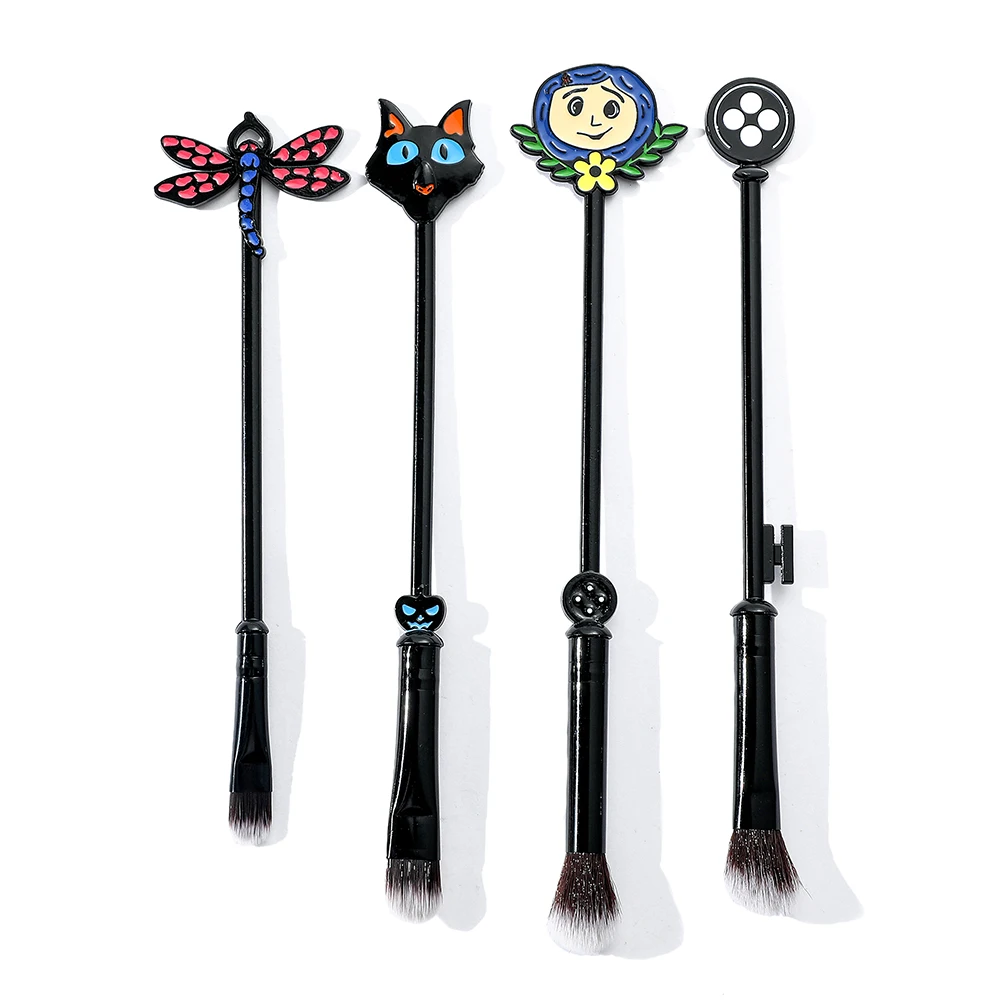 Coraline & the Secret Door Makeup Brush, Laika Dragonfly, Portable Soft Concealer Brush, Foundation Cosmetic Brush, 4 Pcs