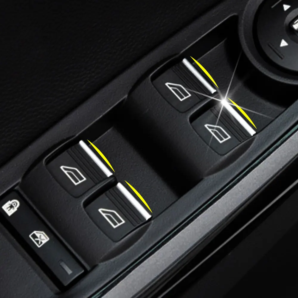 7Pcs/set ABS Chrome Car Window Lifting Button Sequins Trim Sticker for Ford Focus 2 MK2 3 MK3 2005 - 2018 Accessories