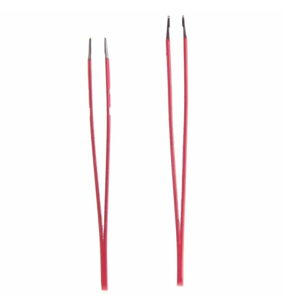 2Pcs Professional Beauty Slant Makeup Tools Stainless Steel Hair Removal Eyebrow Tweezer