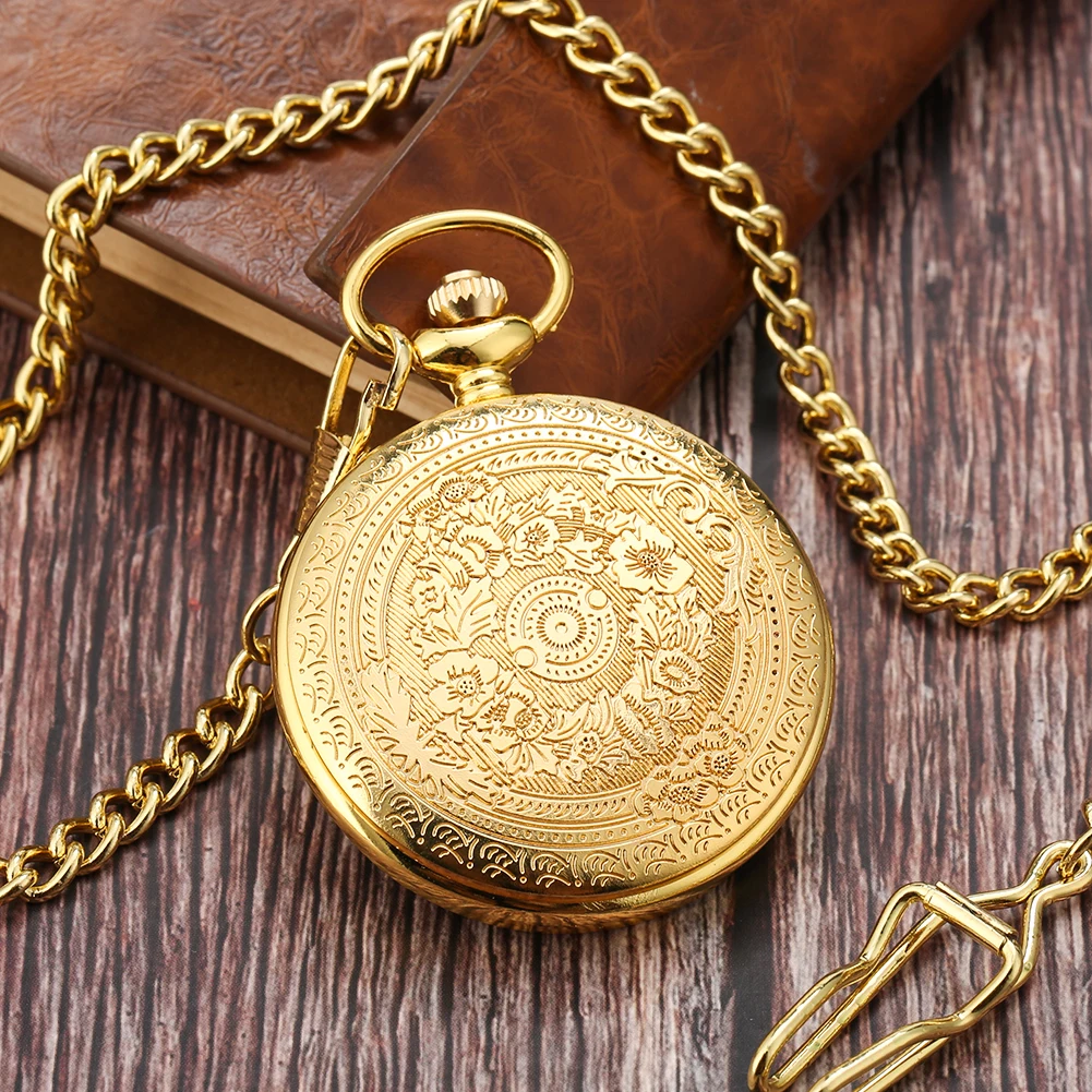 Luxury Gold To My Grandson Engaved I Love You Pocket Watch Necklace Fob Watches Men Kids Children's Day Clock with Hook Chain