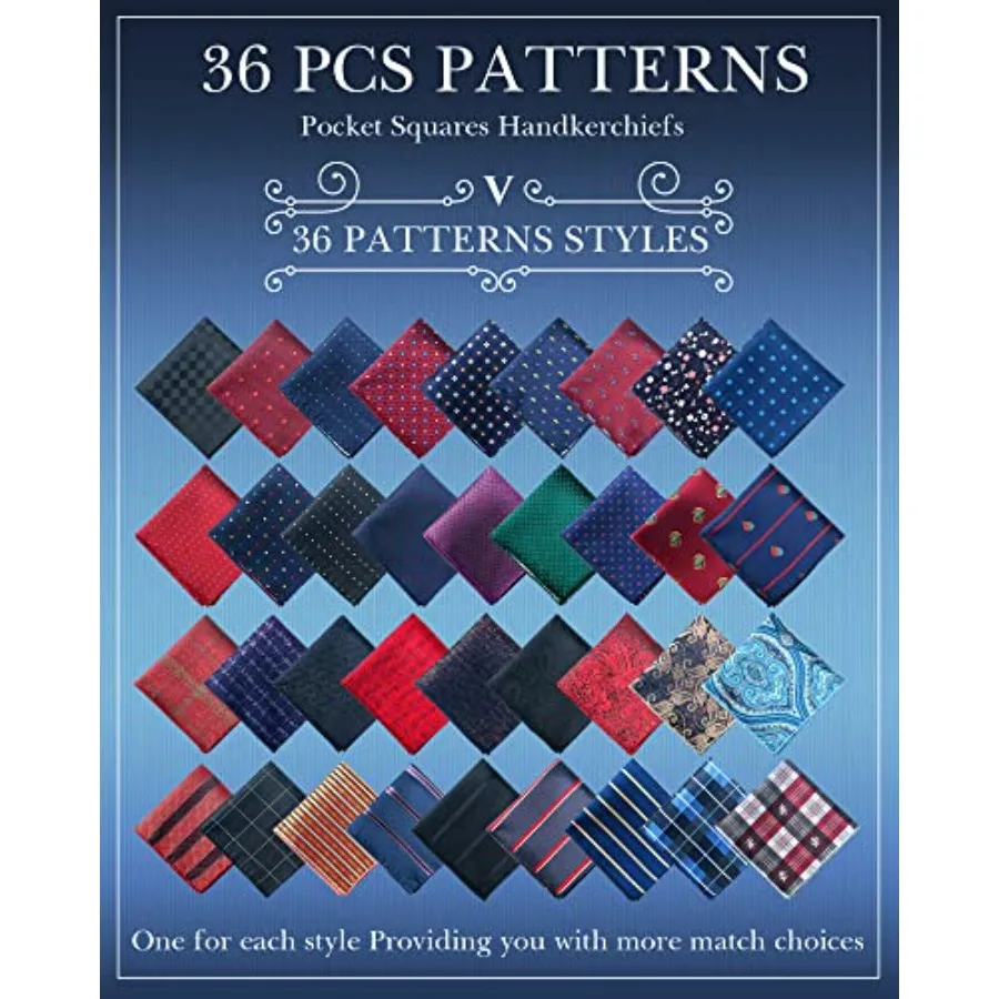 72 pezzi di fazzoletti da taschino da uomo con colori assortiti Set di fazzoletti di seta 9,06 x 9,06 pollici Accessori moda eleganti per matrimoni
