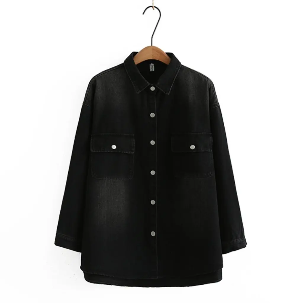 Manteau à manches longues pour fille potelée, polyvalent, décontracté, dégradé de couleur, style coréen, chemise en Denim à manches longues, nouvelle collection automne 2023, 266