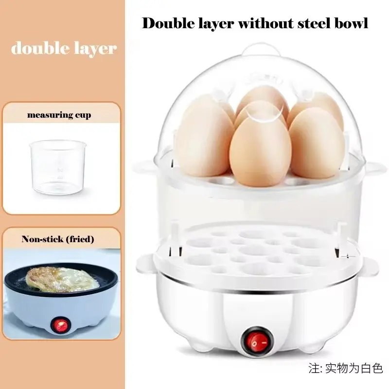 Hervidor eléctrico multifuncional de huevos de 220V, doble capa, Mini vaporera, escalfador, cocina, máquina de desayuno