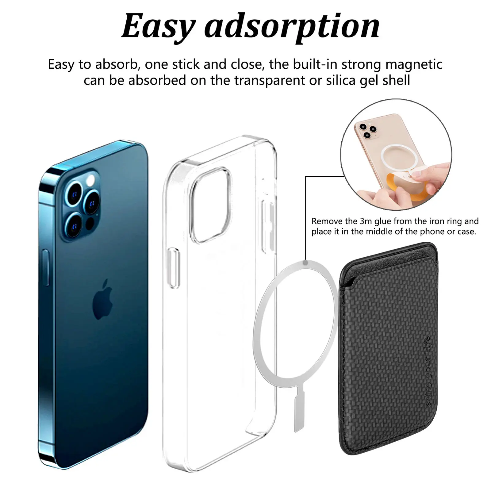 Universal Magnetic Phone Card Holder Wallet Case Card Slot Holder For Cell Phone iPhone Samsung Huawei Xiaomi Oppo Vivo