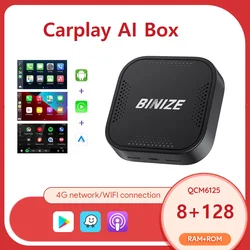 Binize CarPlay Ai Box Android 13 Wireless Android Auto & CarPlay QCM6125 665 8GB+128GB FOTA Upgrade For VW Kia Fiat Ford Mazda