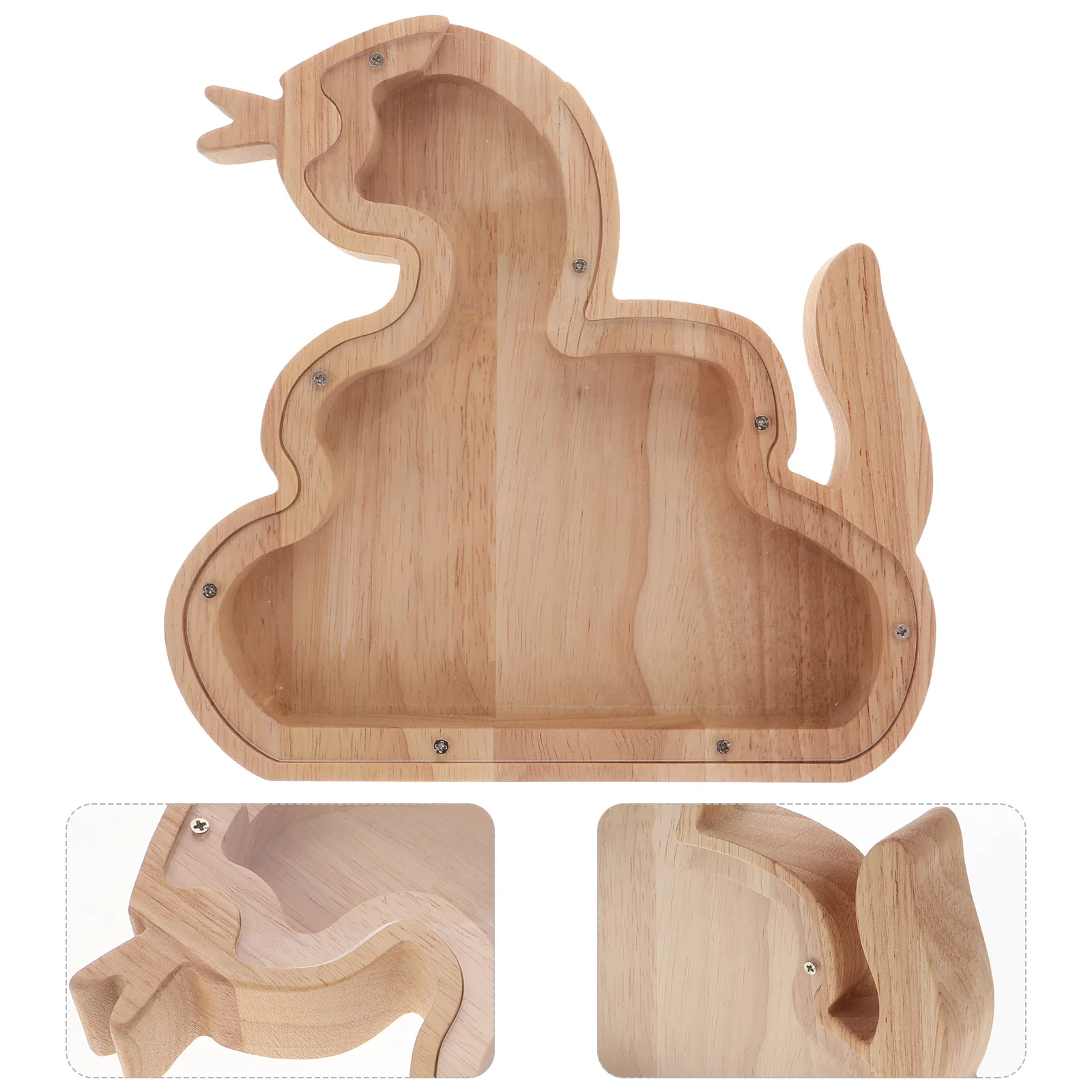 Tirelire en bois en forme de serpent pour garçons et filles, fenêtre de visualisation claire, rangement, tirelire en bois pour enfants