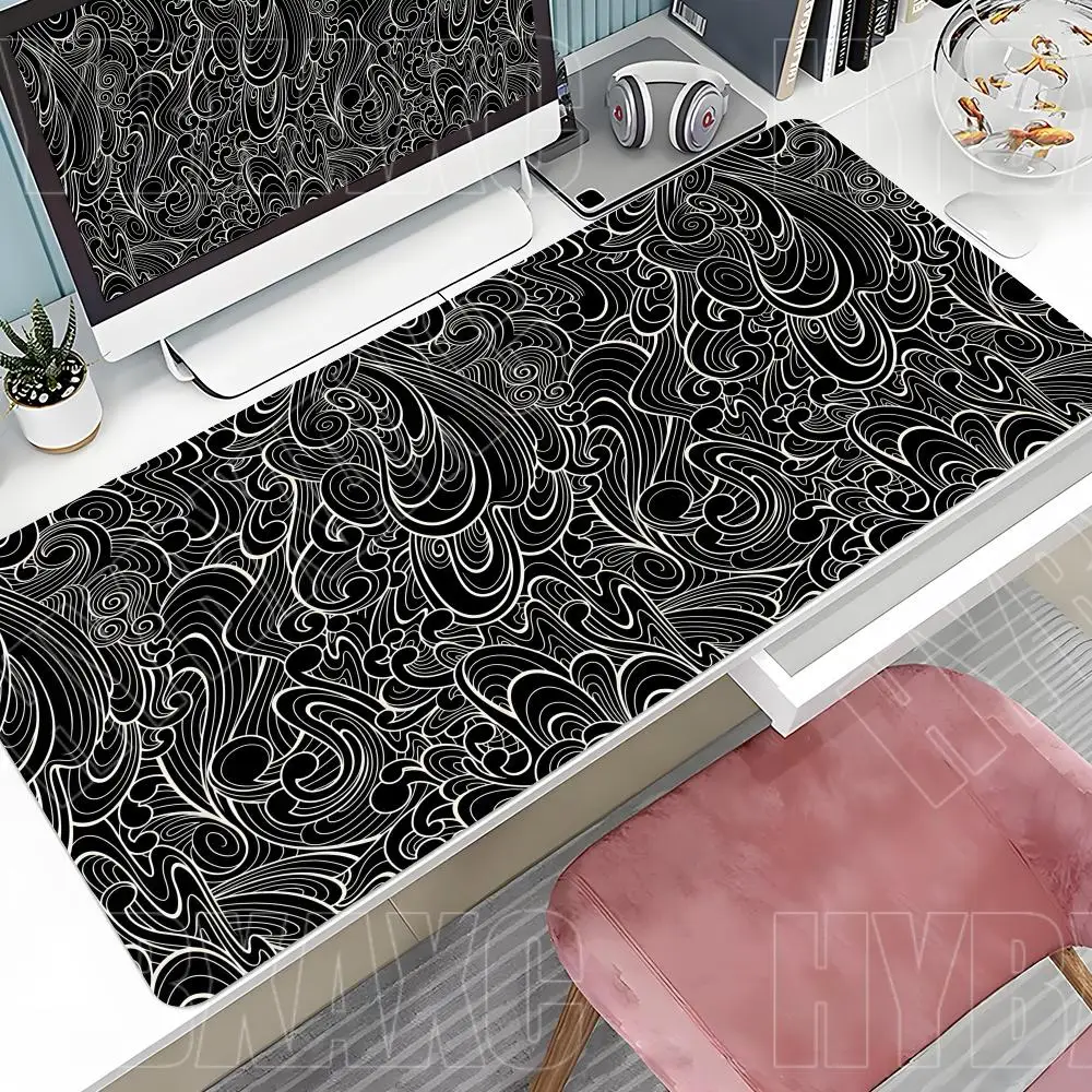 

120x60 Black and White line large mouse pad laptop non-slip esports office desk mat game player mousepad PC desktop accessories