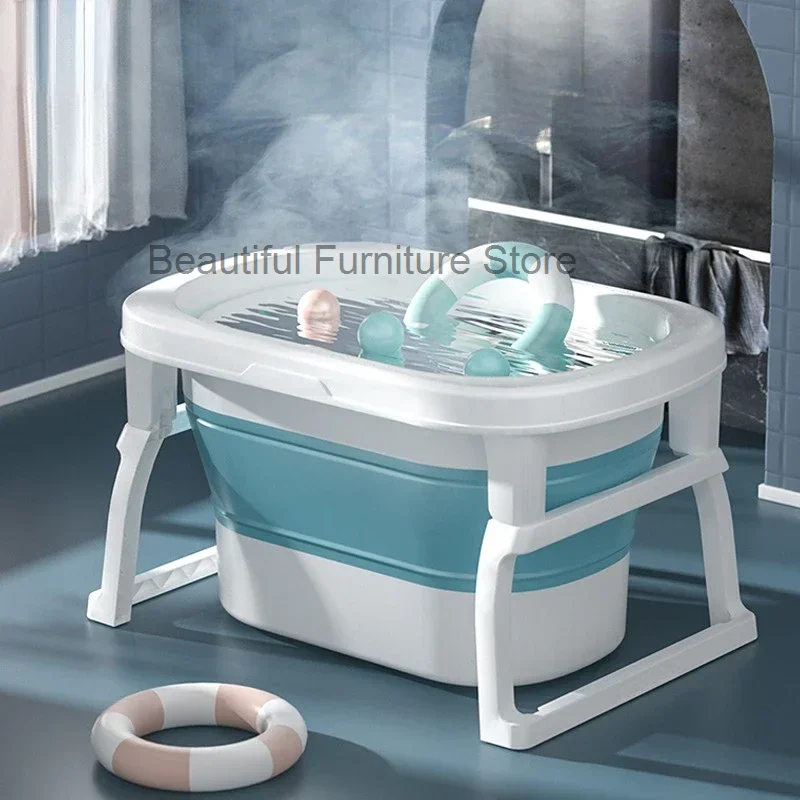 Large Household Baby Bathtub Newborn Dual-use Portable Bathtub Folding Storage Bath Basin Protection Cervical Bath Bucket