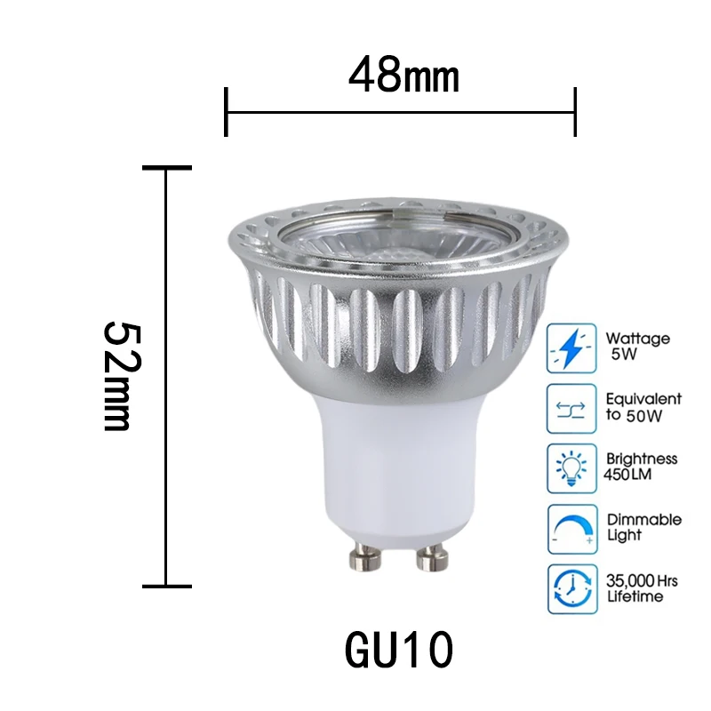 Dimmable DC24V Led Spotlight 5W Gu10 Lamp 36 degree Beam Angle Bulb Warm White Light LED Energy Saving Lamp Cob Spot Lights Home