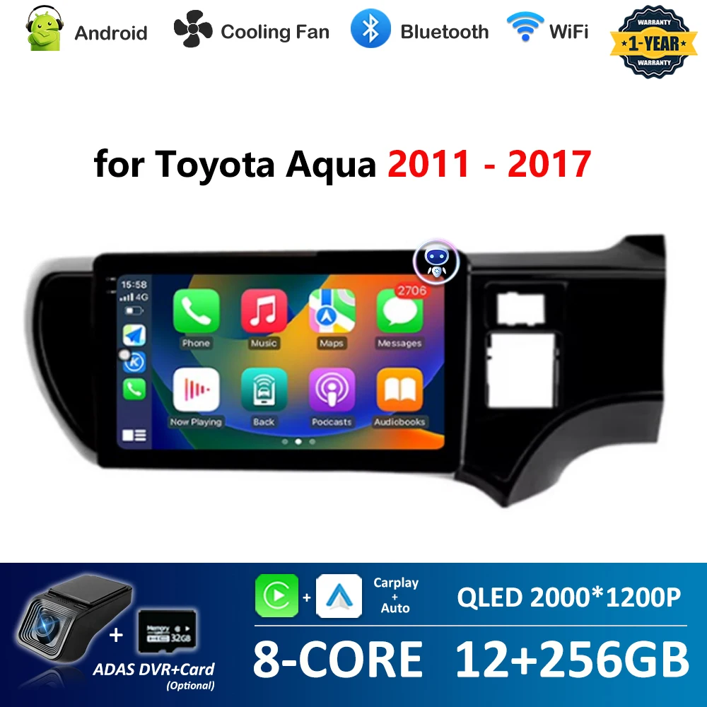 

DSP Stereo Carplay Android System Автомобильный видеомультимедийный плеер 9 дюймов для Toyota Aqua 2011-2017 WiFi GPS-навигация HD-экран 4G