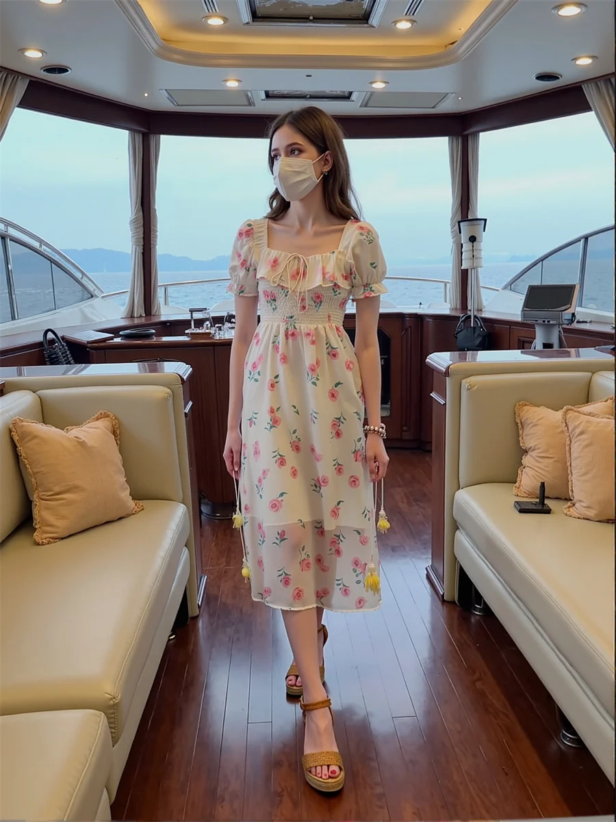 Vestido de mujer fiesta noche cumpleaños estilo Fairycore volantes fruncido gradiente Ombre multicolor colorido contraste bloqueo