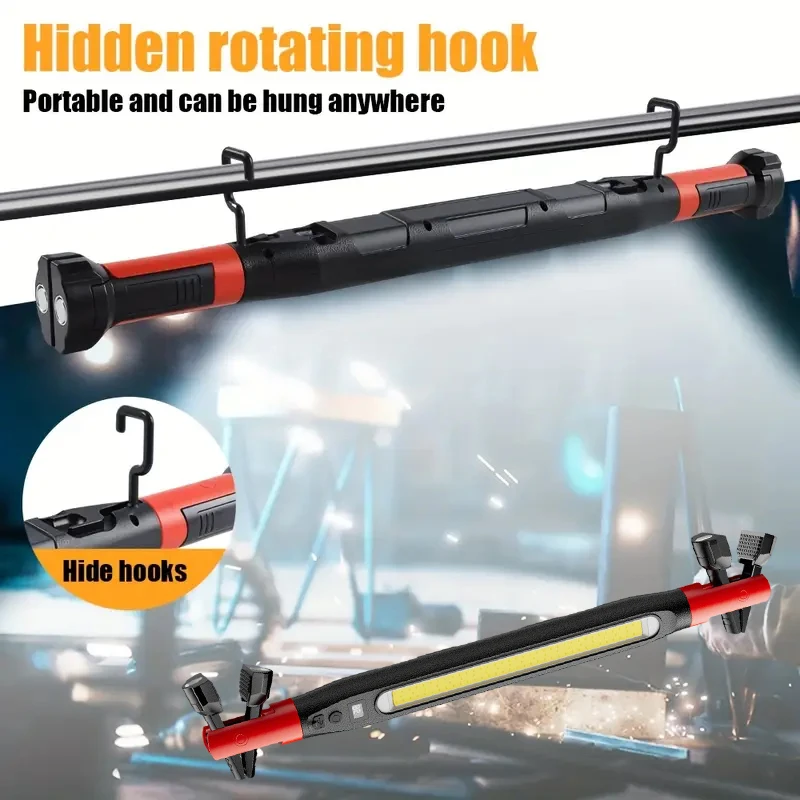 Super Bright LED Flashlight Magnetic Work Light Rechargeable Underhood Work Lamp Bar Built-in Battery for Car Repair Outdoor