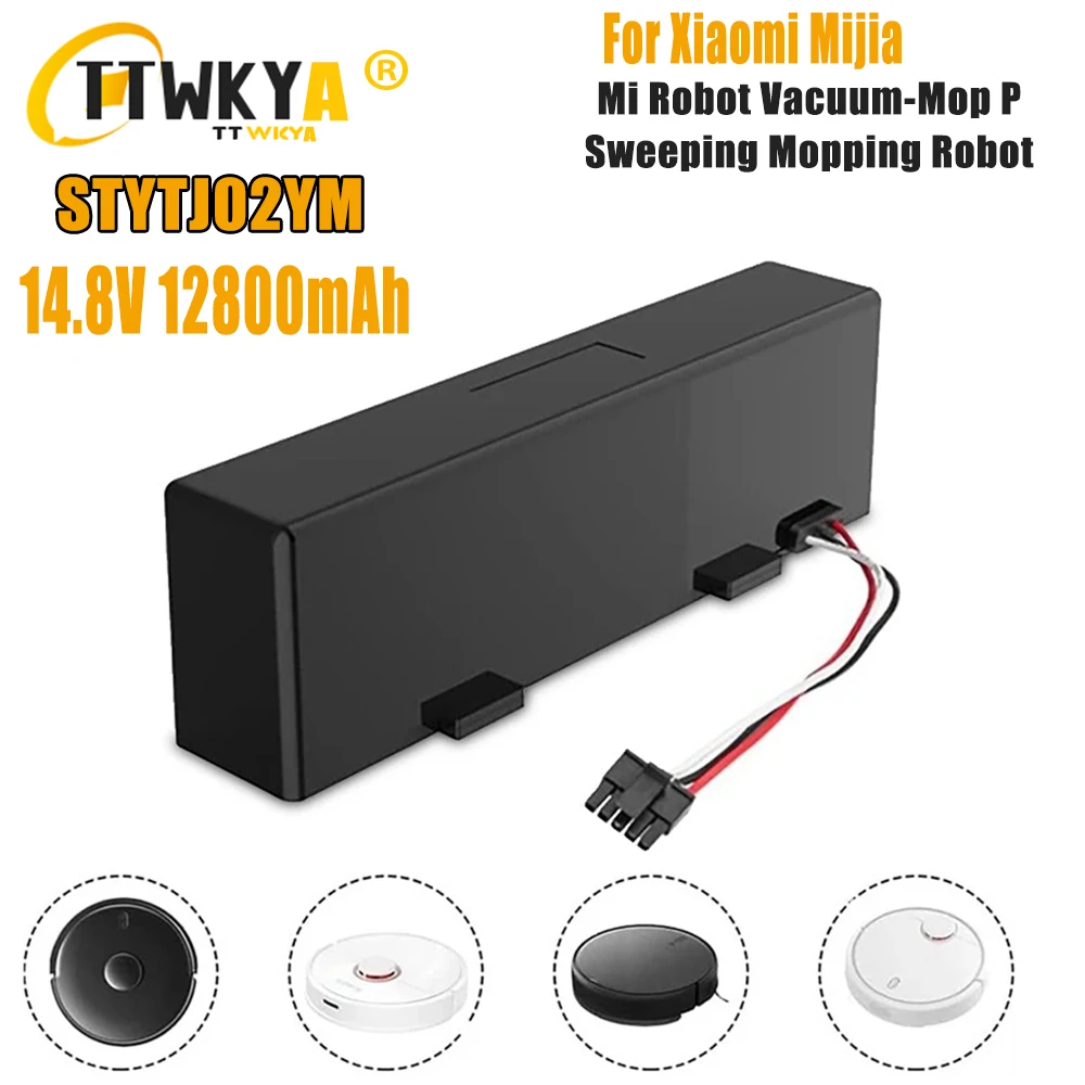 STYTJ02YM Battery Original 14.8V 12800mAh for Xiaomi Mop Pro Robot Vacuum Cleaner Replacement Battery for Yunmi MVVO1/Haier JX37