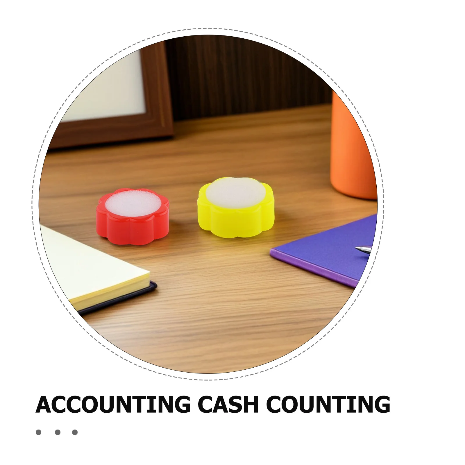 20 قطعة من أداة ترطيب الإصبع الإسفنجية على شكل زهرة بلاستيكية لسطح المكتب لعد مستندات المال واللوازم المكتبية واستخدام البنك #6