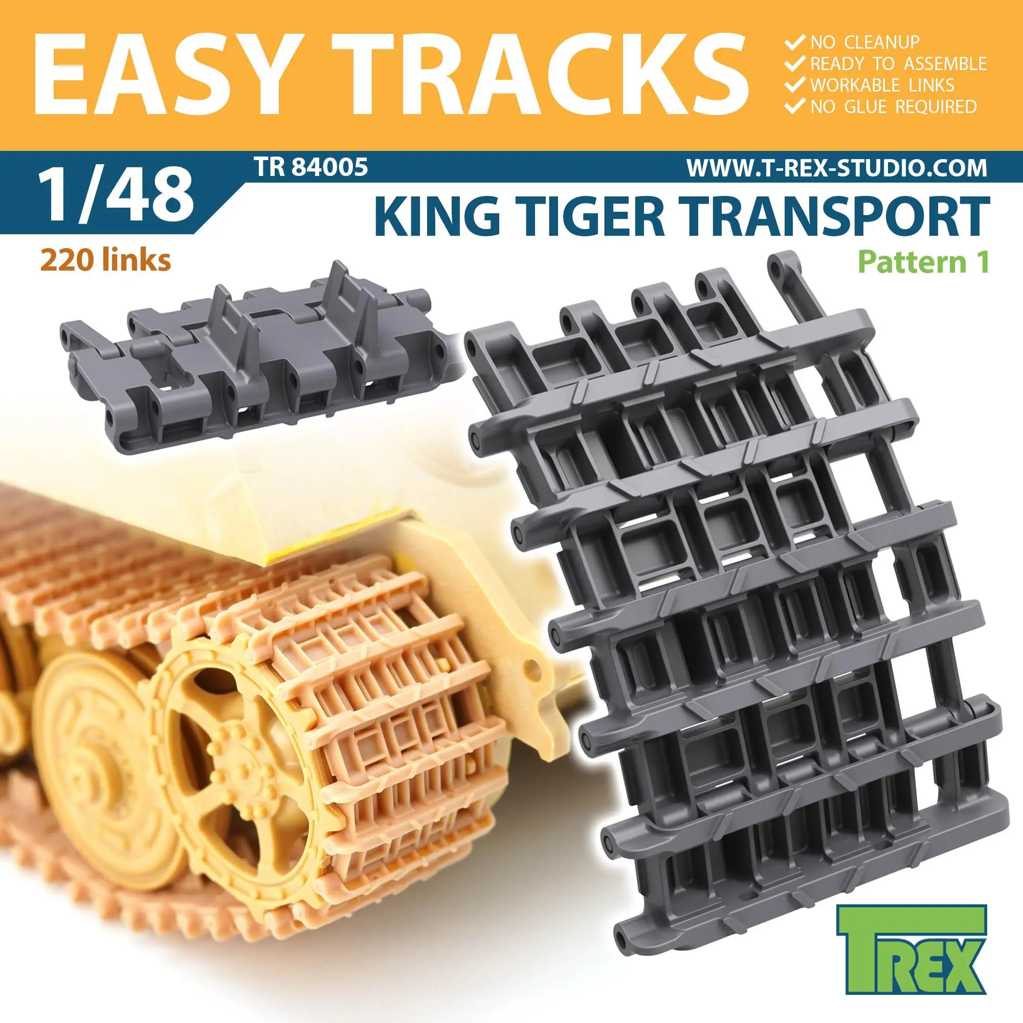 

TR84005 T-REX 1/48 King Tiger Transport Tracks Pattern 1