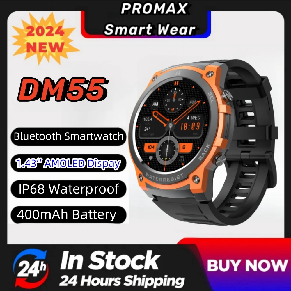 PROMAX DM55 Smart Watch IP68 Waterproof AMOLED HD Full Touch Screen 400mAh Battery Bluetooth Smartwatch For Men PK Hello Watch3