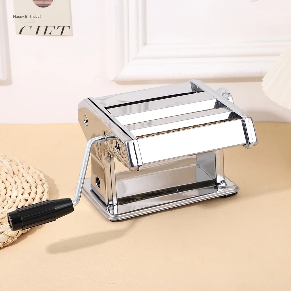 Hand-Cranked Household Two-Knife Noodle Press Machine Small Manual Multi-Function Noodle Maker Iron Aluminium Construction