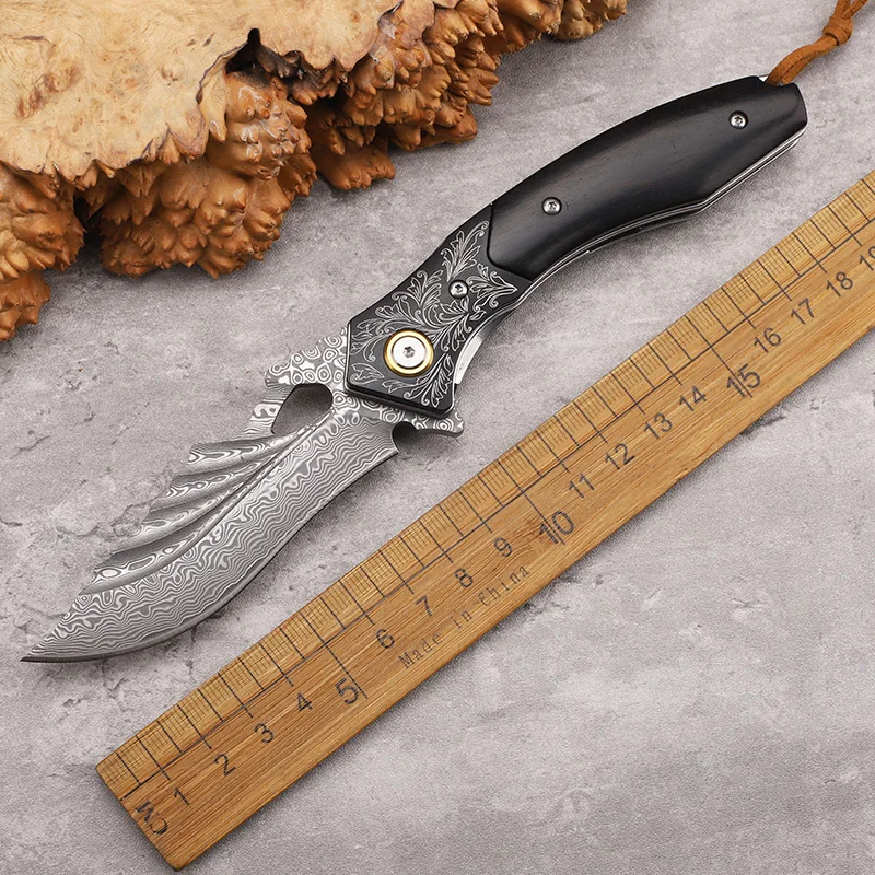 

VG10 Steel Core Damascus High Hardness Sharp Folding Knife Outdoor Camping Self Defense Survival Portable Belt Tool