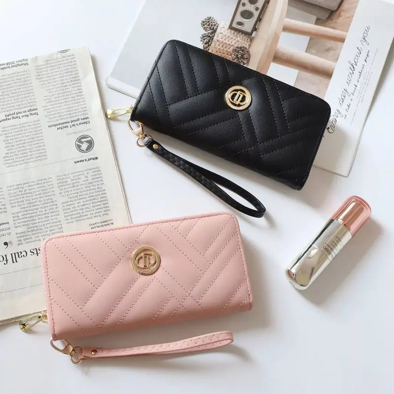 2022 New Women's Wallet Long Style Korean Version Handbag Embroidered Texture Large Capacity Zipper Wallet Mobile Phone Handbag