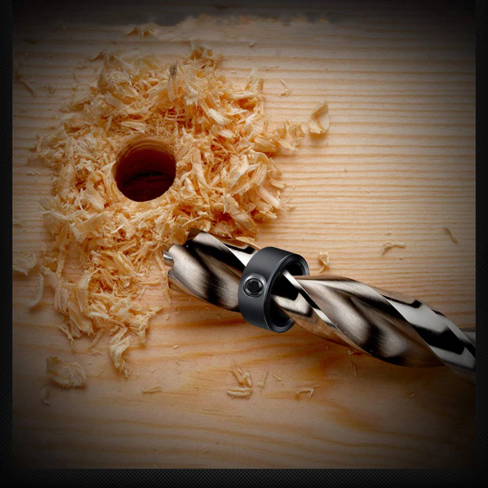 Neue Bohrer Tiefe Stop Bit Kragen Set Einstellbare Stellungs Grenze Ring Inbusschlüssel Straffen Stopper Set-Schrauben Holzbearbeitung Werkzeug – Detail 9