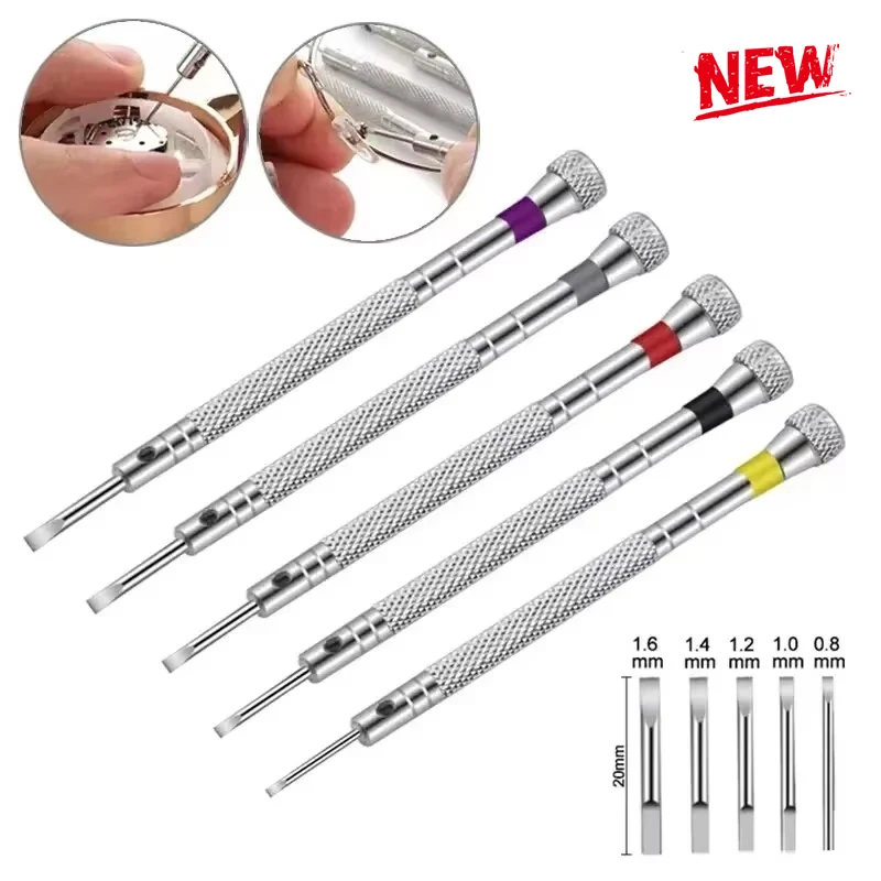 5pcs/set 0.8-1.6mm Steel Screwdriver for Watch Repairing Portable Watch Tools Band Removal with Mini Link Pins Watchmaker Tools