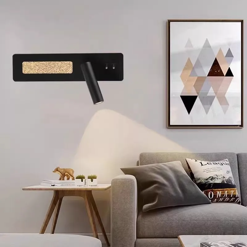 LED Bedroom Bed Head Wall Light with Switch Rotatable Modern Simple Creative Personality Hotel Hotel Room Bed Head Light