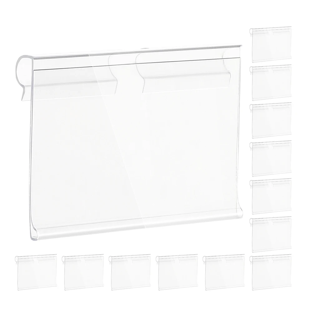 

50PCS PVC Price Tag Holders Clear Transparent Clip on Label ganizers Wire Rack Accessories Shelf Brackets Multifunctional Design