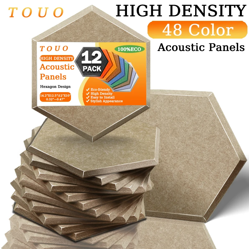 TOUO Acoustic Panels Studio Recording Lsolator Music Acoustic Treatment 12Pcs Room Flame Resistant Sound Absorbing Material