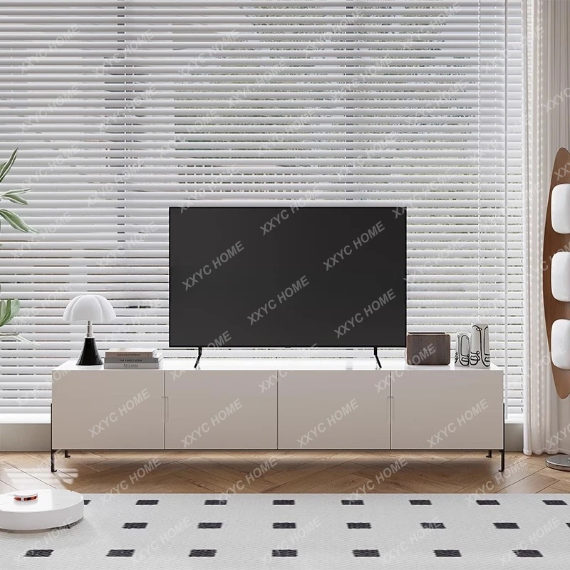 

Минималистичный цветной телевизионный шкаф-тумба для гостиной, комбинированный с боковым шкафом для хранения.