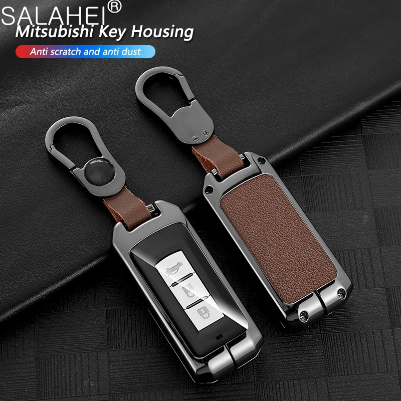 Zinc Alloy Leather Car Key Cover Case for MITSUBISHI OUTLANDER 3 Lancer 10 L200 ASX Colt Pajero sport ECLIPSE CROSS Accessories