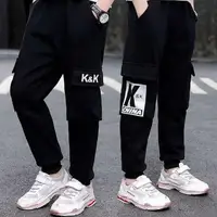 Children's Spring and Autumn Pants Boys' Fashion Work Pants 2024 New Middle and Big Boys' Leisure Sports Pants 3-11Y 4