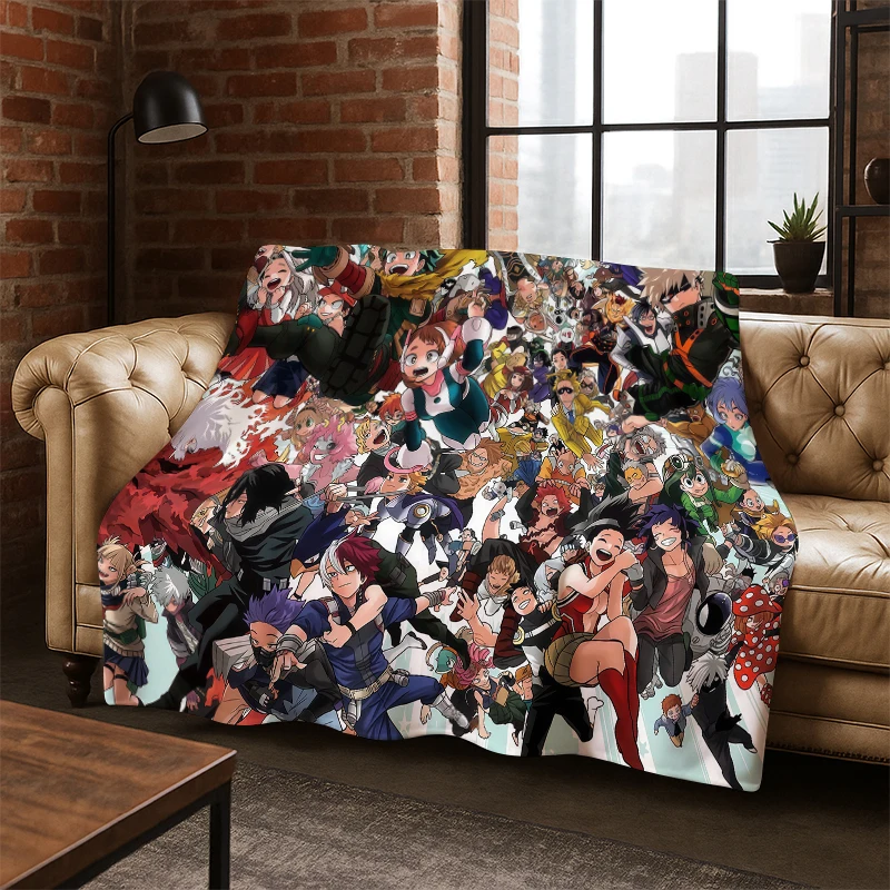 My Hero Academia Deku Bakugou Cartoon Anime Flanelldecke, weiche, warme Decke, Überwurfdecke für Schlafzimmer, Wohnzimmer, Bett, Kind