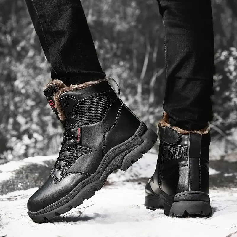 

Coturno Leather Boots Desert Outdoor High Top Sneakers Men Winter Shoes Luxury Brand High Quality Anti Slip Warm Fur Bot 2025