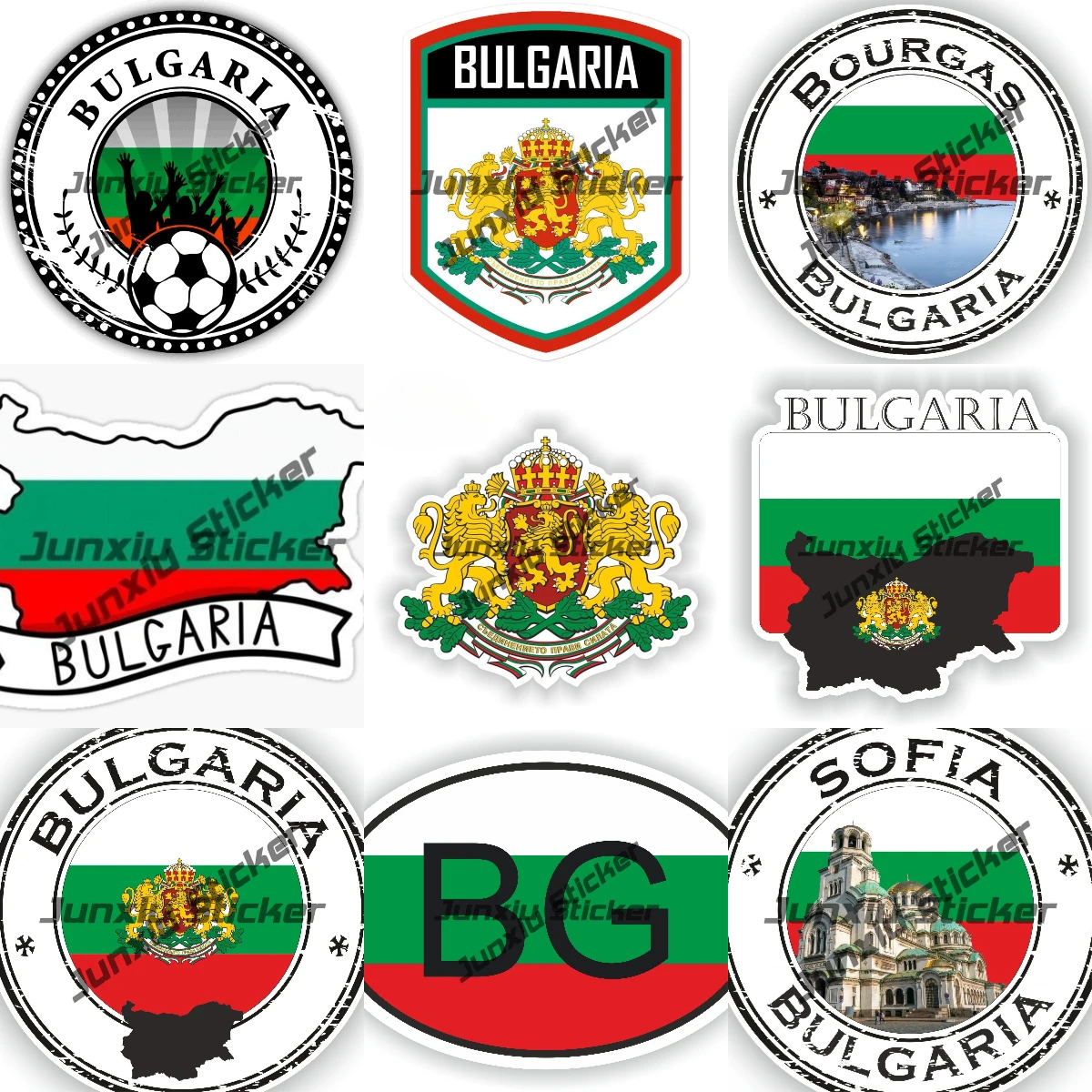 

Bulgaria Coat of Arms Emblem Stickers Sofia Bourgas Varna Bulgaria BG Flag Seal Football Wings Premium Quality Decals Decoration