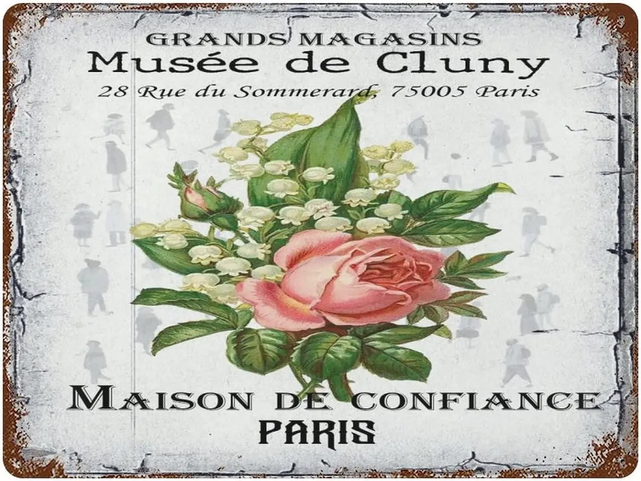 French Shabby Chic Flower Bouquet Tin Signs Roses Pink Floral Metal Sign Kitchen Wall Home Decor Bar -aluminu