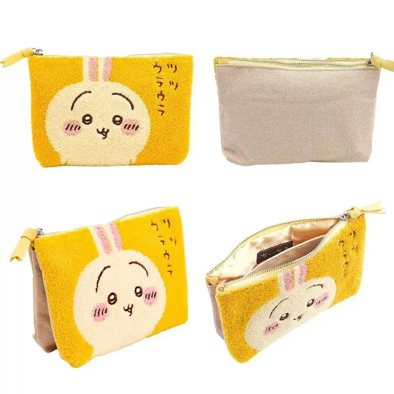 Lindo dibujo animado Kawaii Chiikawa Hachiware Usagi Momonga felpa bordado lienzo empalme monedero papelería estuche para lápices