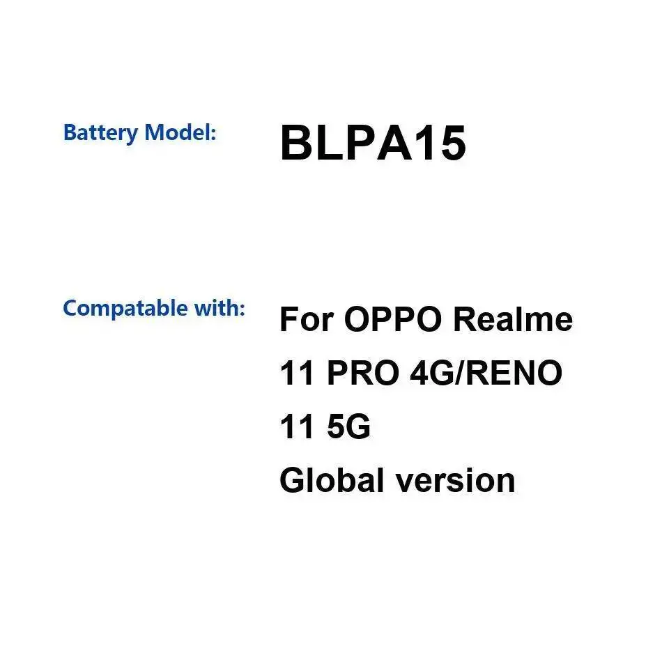 

High-Capacity BLPA15 5000Mah For Oppo Realme 11 Pro 4G Reno 5G Global Version Mobile Phone Battery