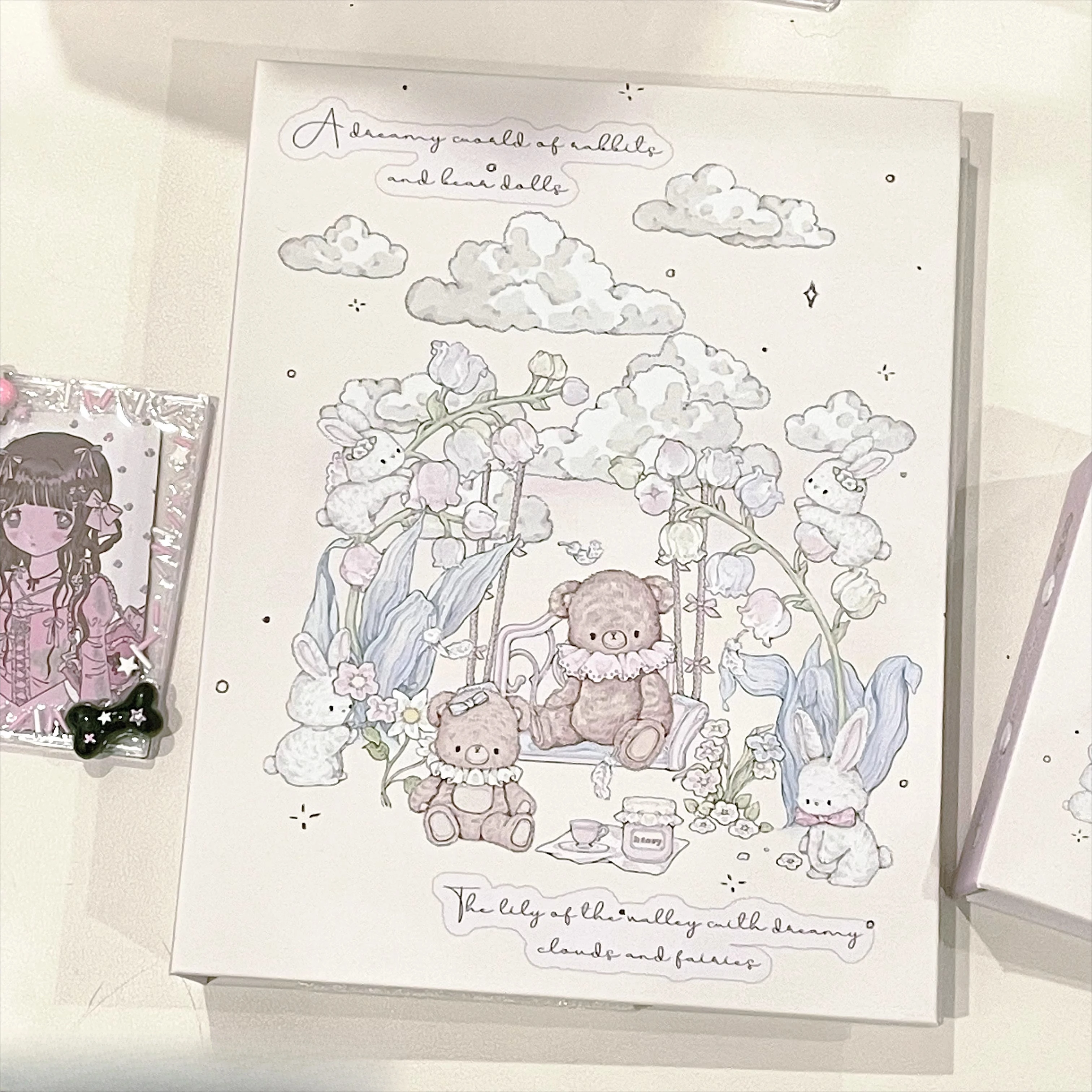 

Cute Rabbit Bear A5 Binder Refillable 3" Photo Cards Album, Korean Scrapbook, Collectible Ins Planner & for Polaroid Card Holder