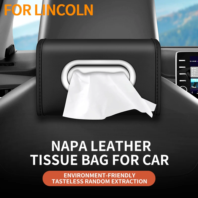 Boîte de rangement pour mouchoirs pour dossier de siège de voiture, pour Lincoln MKZ MKX Aviator Navigator Continental Corsair, sac à mouchoirs pour pare-soleil et console