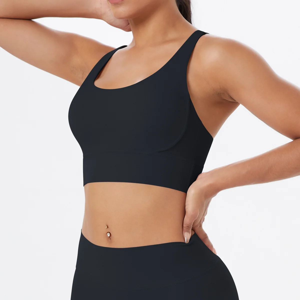 MIML Women's Cross Back Sports Bra Sensual Brushed Design Shockproof Wireless Yoga Fitness Vest for Casual Running Gym