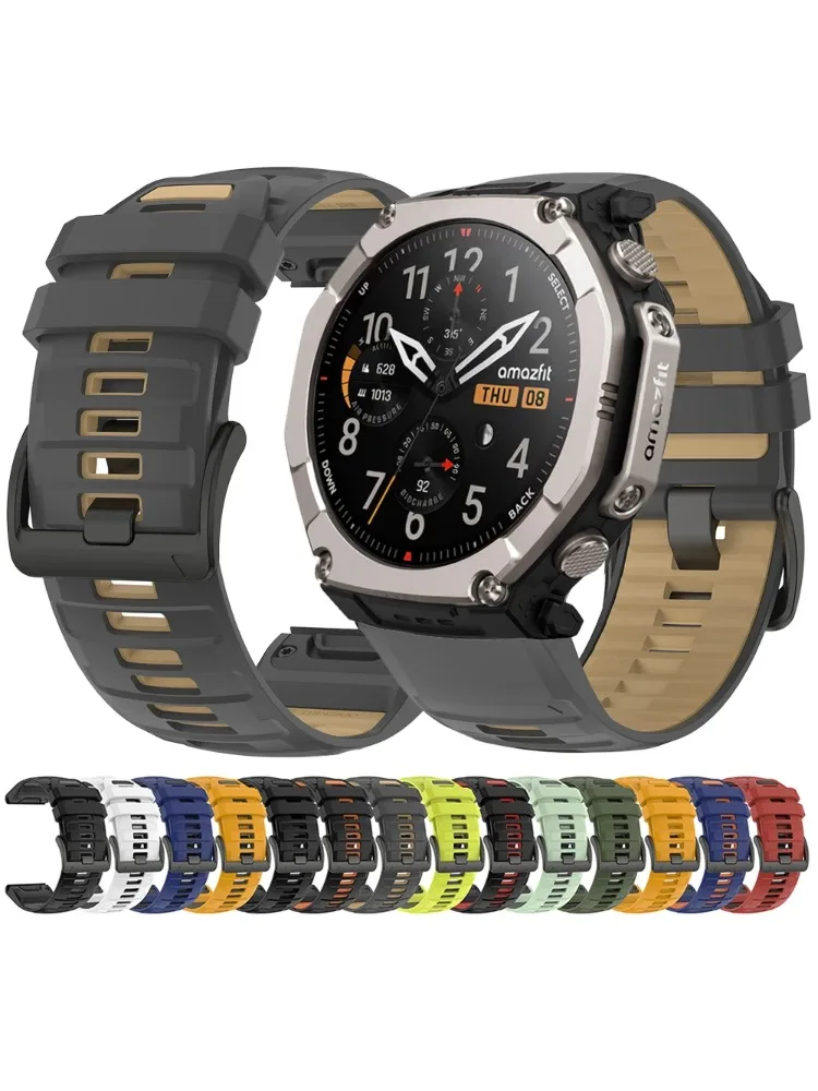 26mm QuickFit Silikonarmband für Amazfit T-Rex Ultra 2 51mm Uhrenarmband Atmungsaktives Sport Wasserdichtes Ersatz-Armband