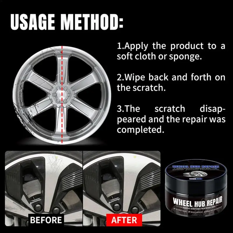 Wheel Polish 80g Car Wheel Refurbishment Paste With Sponge Wheel Hub Cleaner Car Wheel Restorer For Repairing Minor Scratches