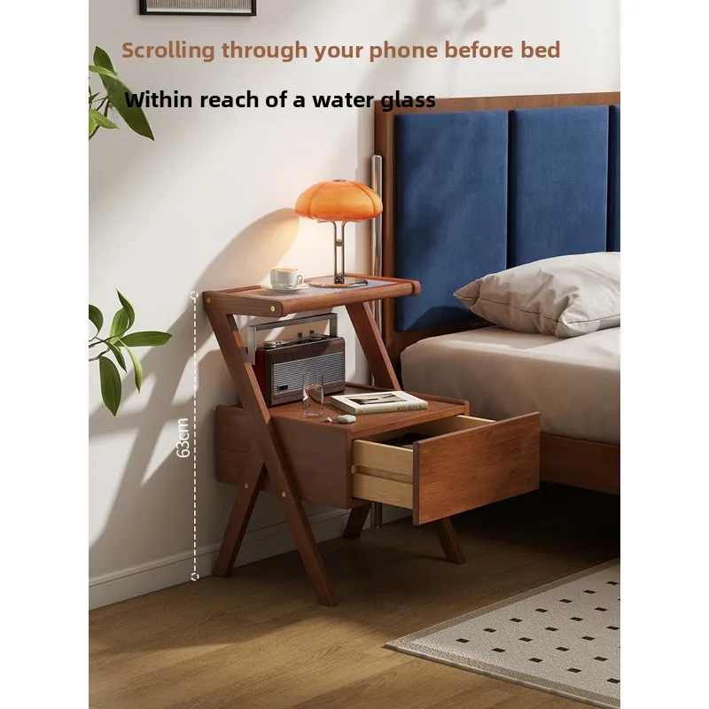 Solid wood bedside table rack integrated household bedroom bedside table sofa side side side cabinet simple storage cabinet
