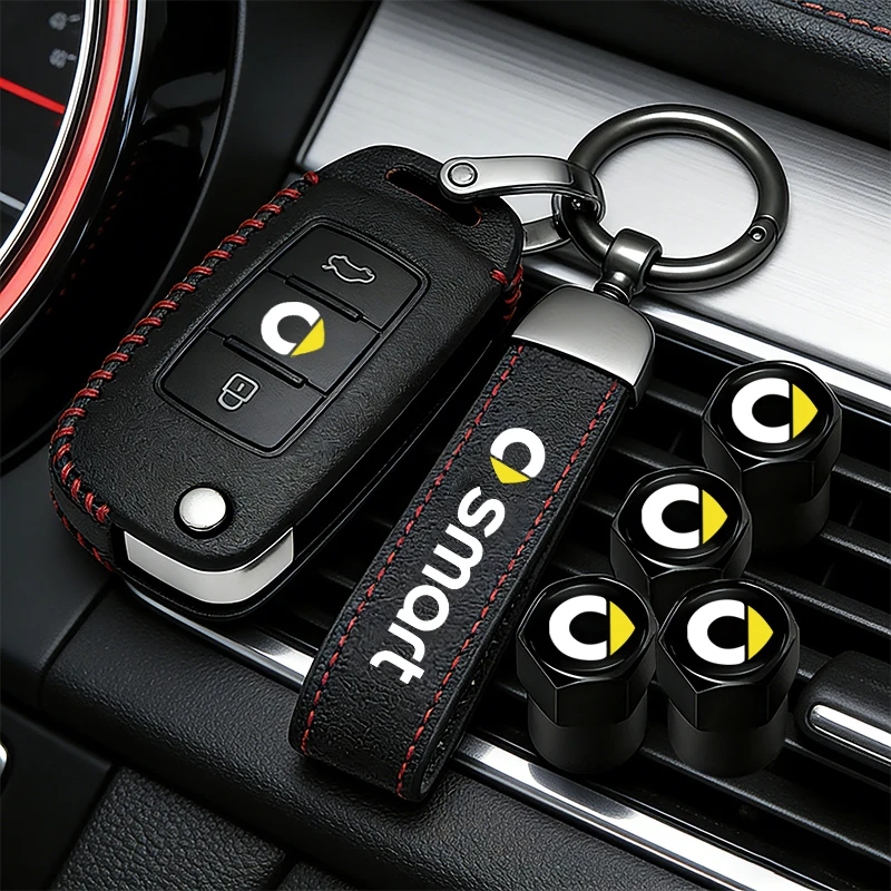 Car Tire Wheel Valve Caps Cover Suede Car Key Chain Ring Keychain For Smart Fortwo Forfour Forjeremy Forvision Brabus Roadster