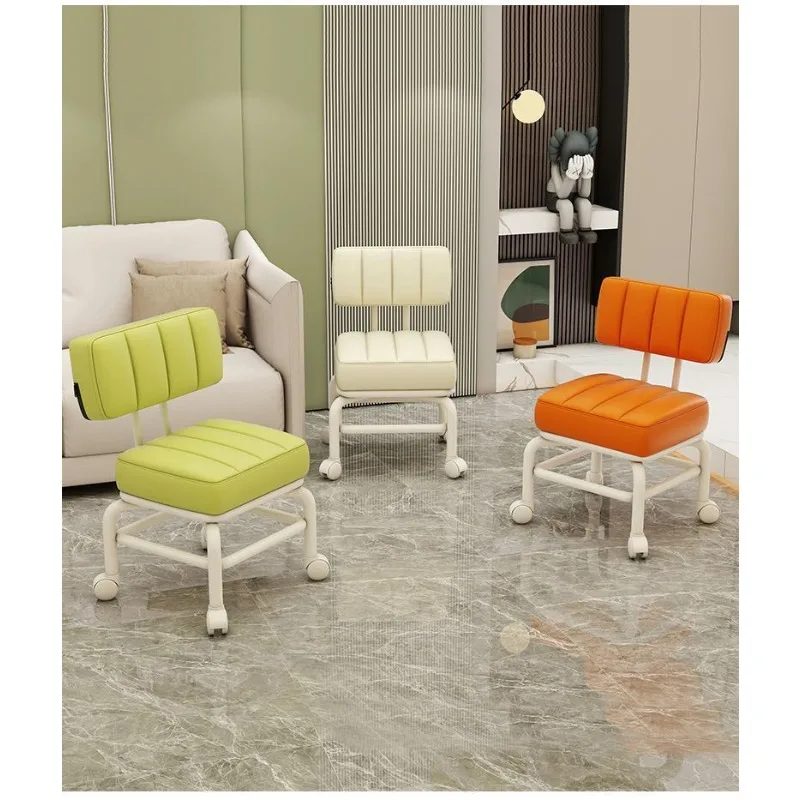 

Spinner wheel stool, backrest pulley, low stool, Internet celebrity children's chair, home sofa with baby, artifact wheeled benc
