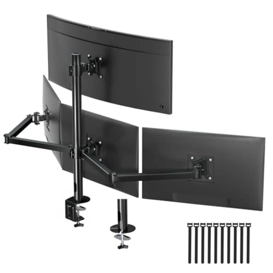 Quad Monitor Mount for 17-32 Inch Screens Steel Black Fully Adjustable Heavy Duty 4 Monitor Arm Desk Mount with Clamp/Grommet V