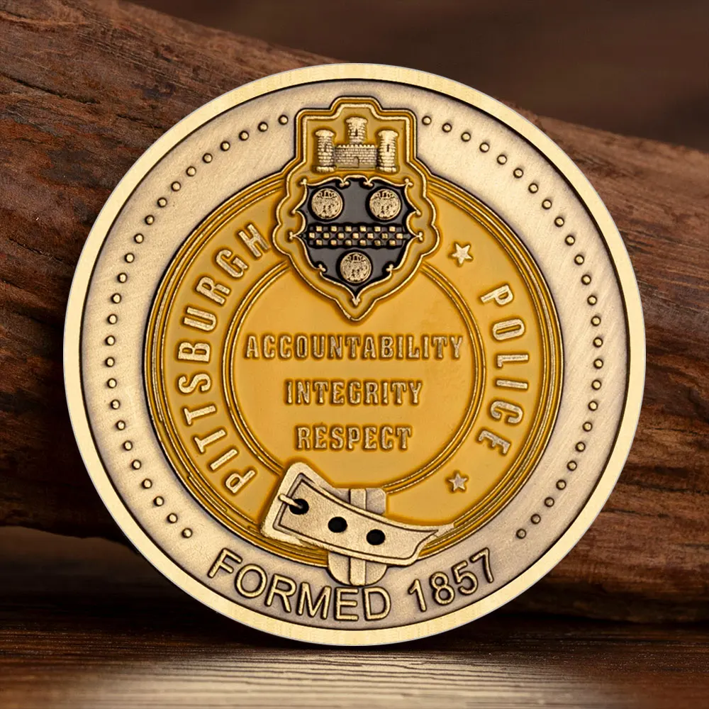 1857 Pittsburgh Police Department Souvenir Coin Copper Plated Patron Saint of Law Enforcement Challenge Coins