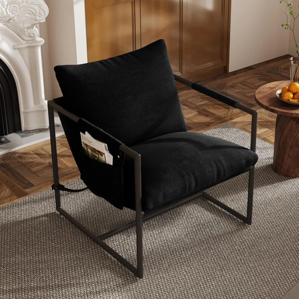 

Wide Accent Chair for Living Room, Mid Century Modern Metal Frame Armchair for Reading Room